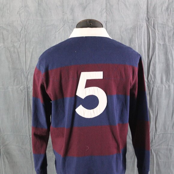 Vintage Polo Rugby Jersey - Blue and Maroon Striped - Men's Medium - Picture 7 of 11